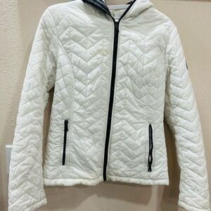 Guess est 1981 Puffer Jacket Womens Medium White Hooded.